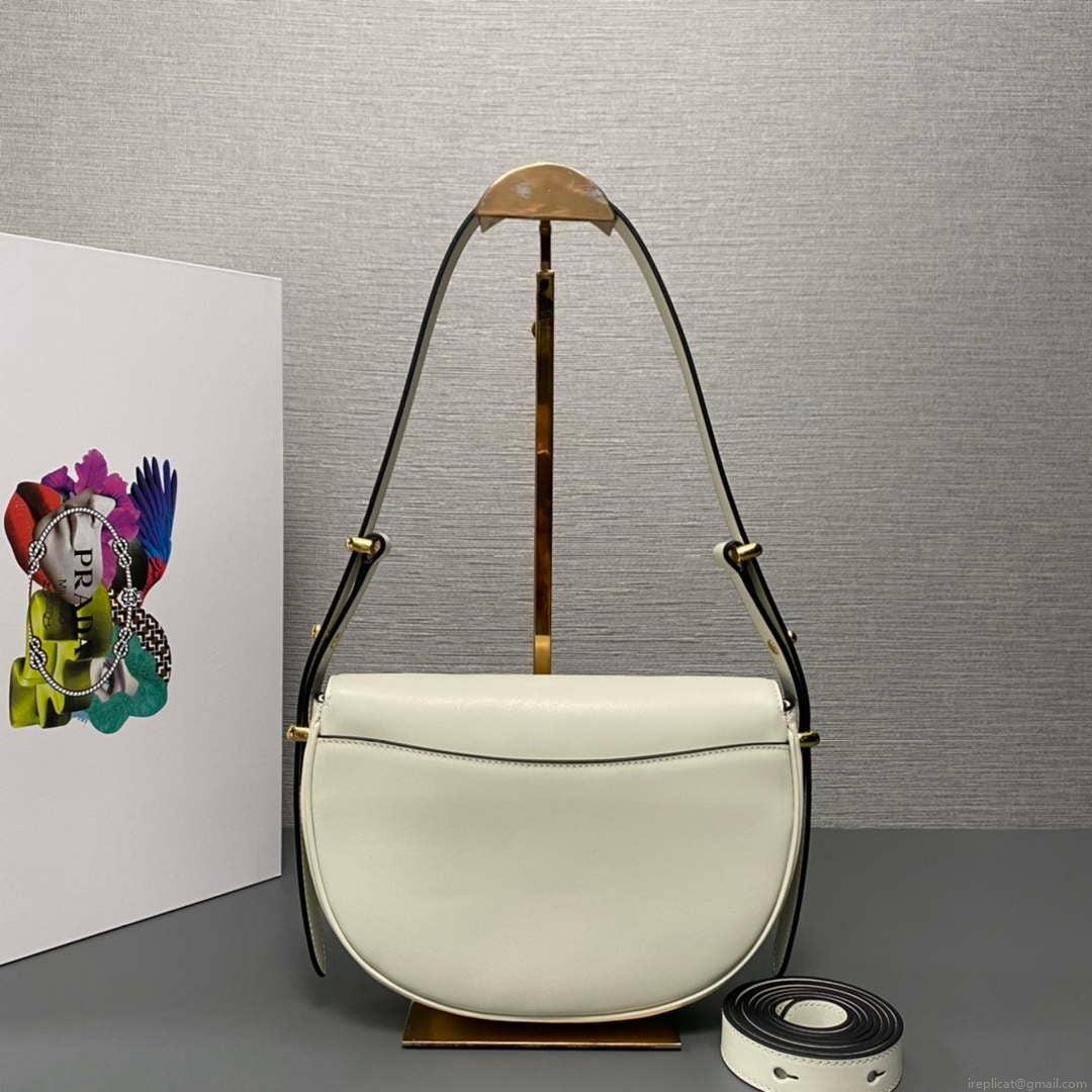 Prada 1BD365 Leather shoulder bag White