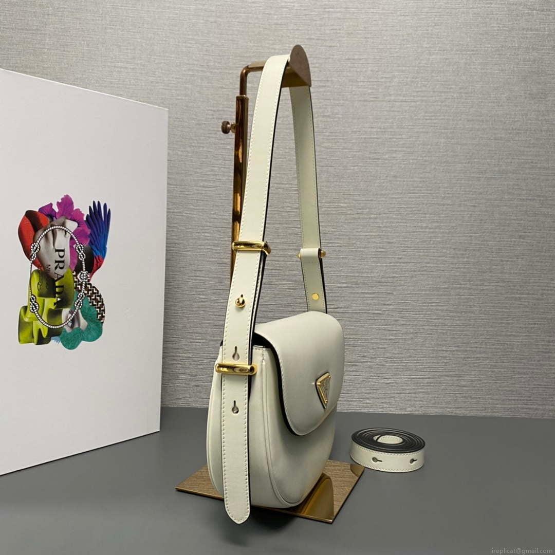 Prada 1BD365 Leather shoulder bag White