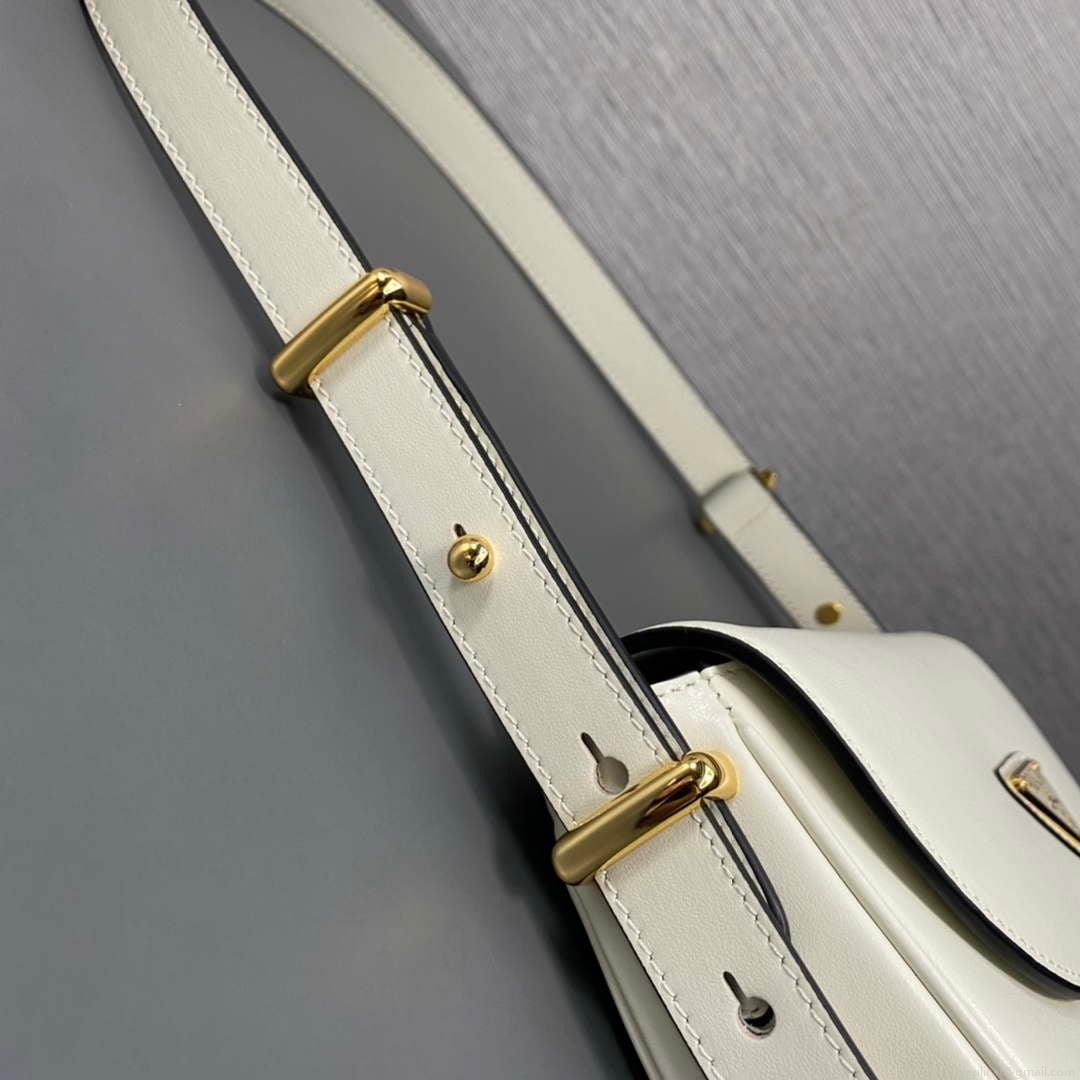Prada 1BD365 Leather shoulder bag White