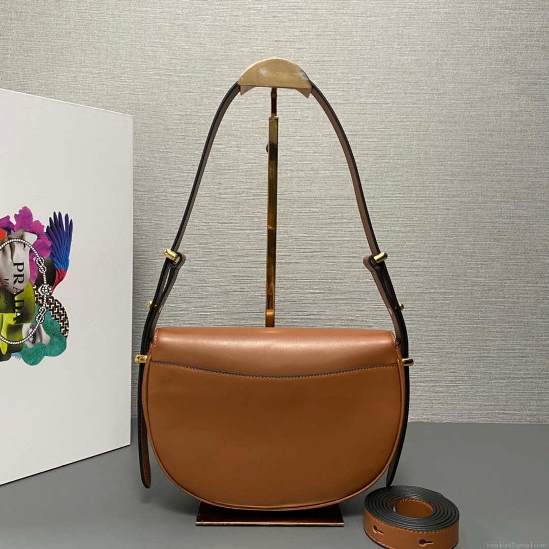Prada 1BD365 Leather shoulder bag Brown