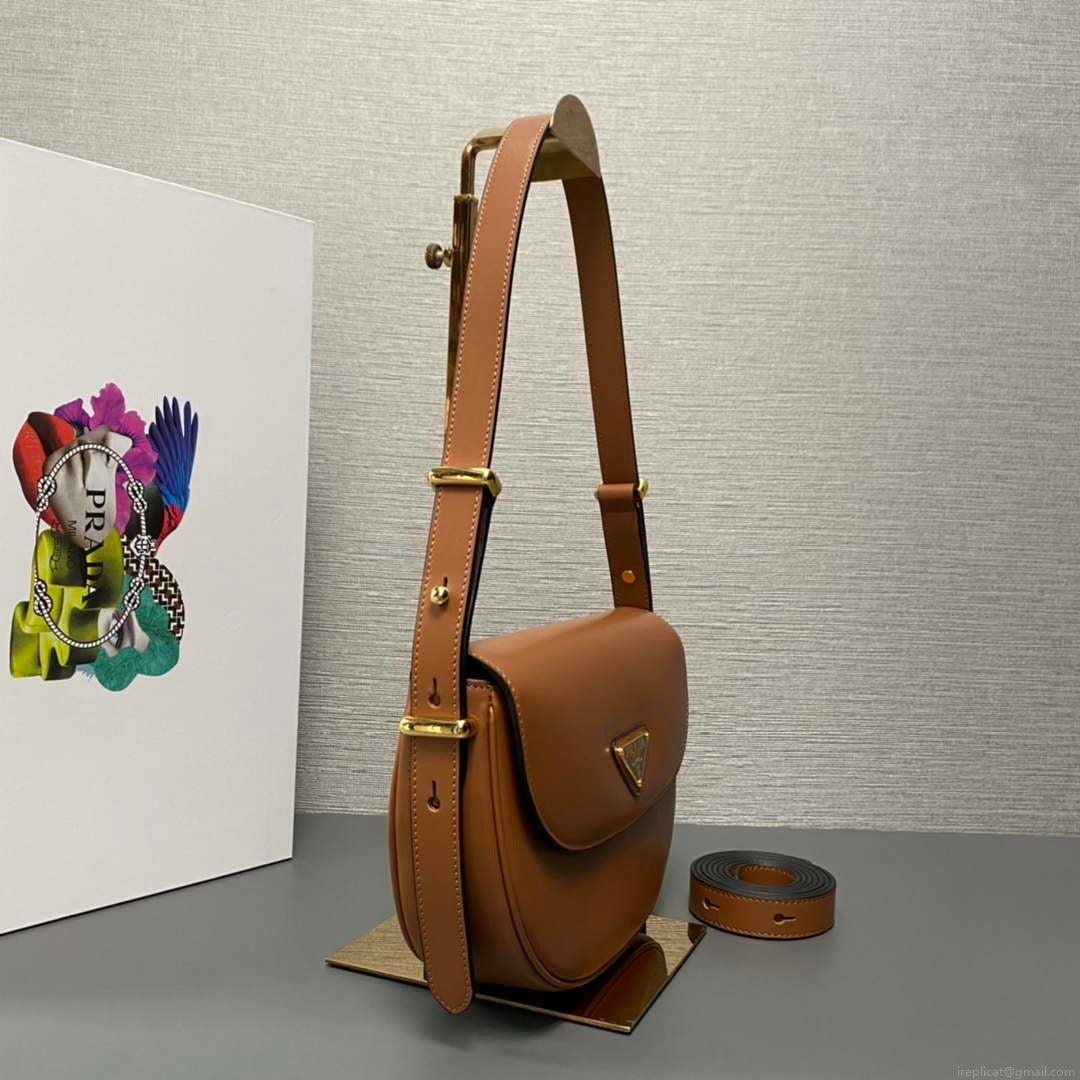 Prada 1BD365 Leather shoulder bag Brown