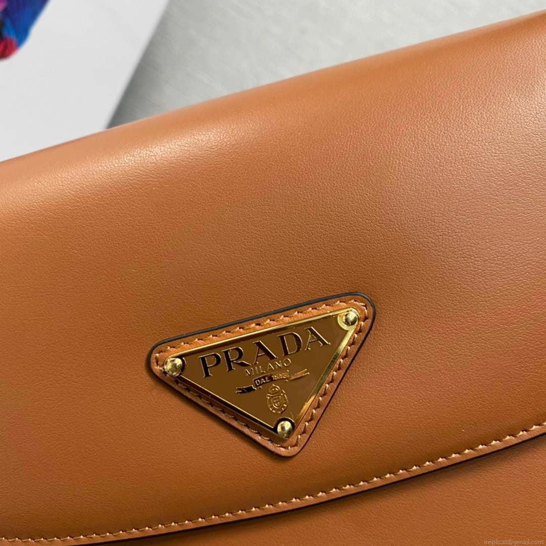 Prada 1BD365 Leather shoulder bag Brown