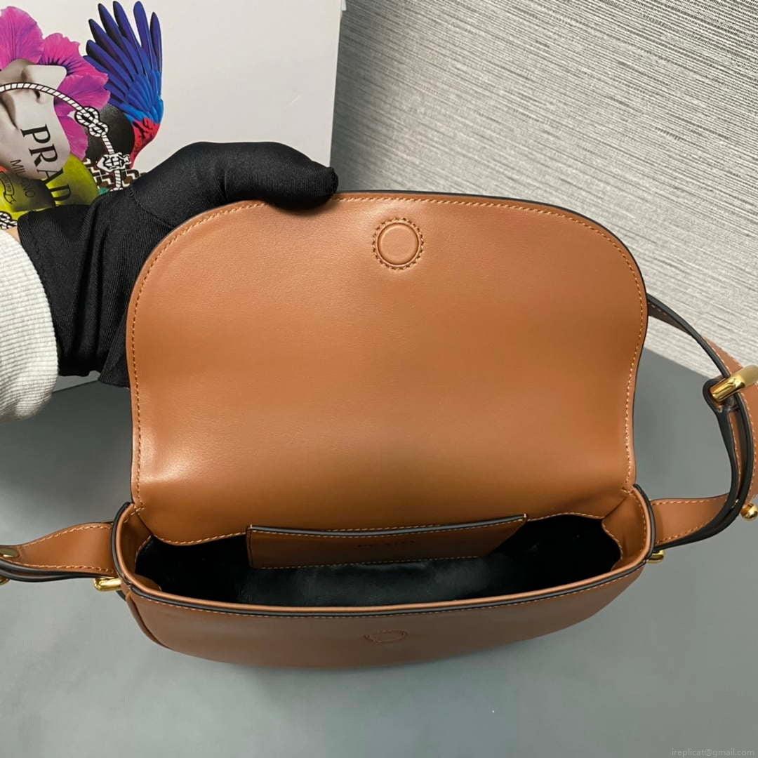 Prada 1BD365 Leather shoulder bag Brown
