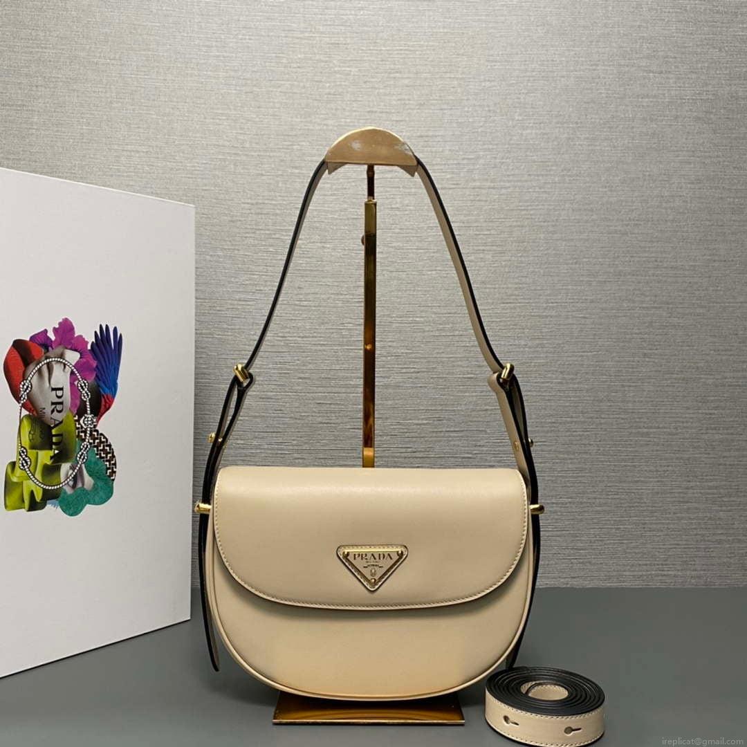 Prada 1BD365 Leather shoulder bag Beige
