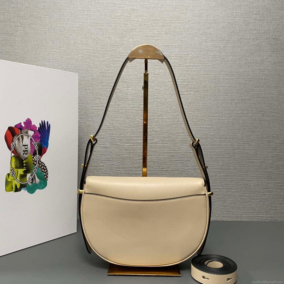 Prada 1BD365 Leather shoulder bag Beige