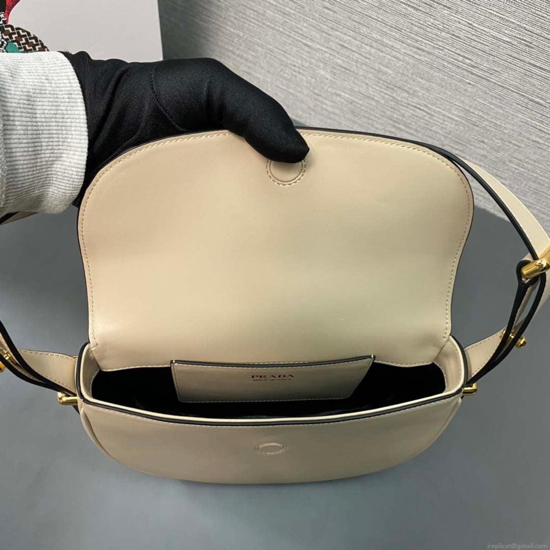 Prada 1BD365 Leather shoulder bag Beige