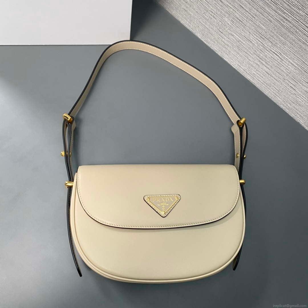 Prada 1BD365 Leather shoulder bag Beige