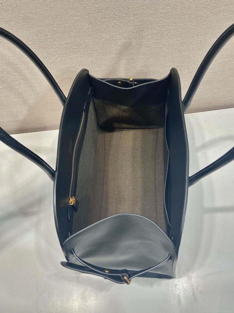 Prada 1BG508 Large leather tote bag with buckles Black