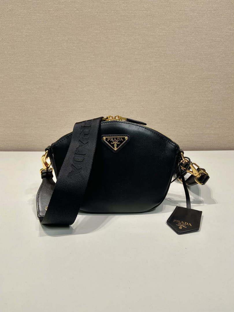 Prada 1BH212 Black Leather Mini Shoulder Bag