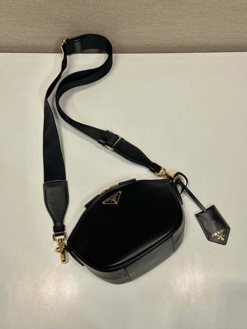 Prada 1BH212 Black Leather Mini Shoulder Bag
