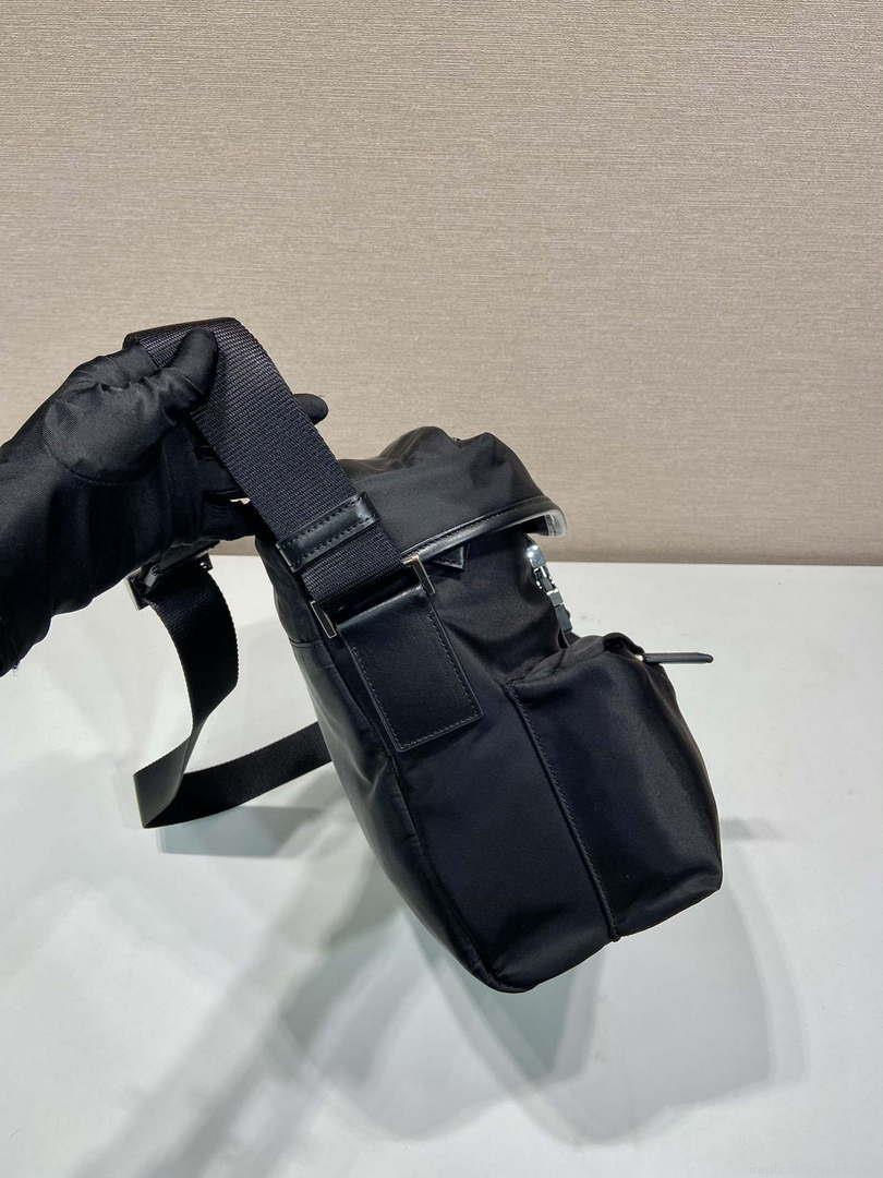 Prada 2VD062 Re-Nylon and leather shoulder bag Black