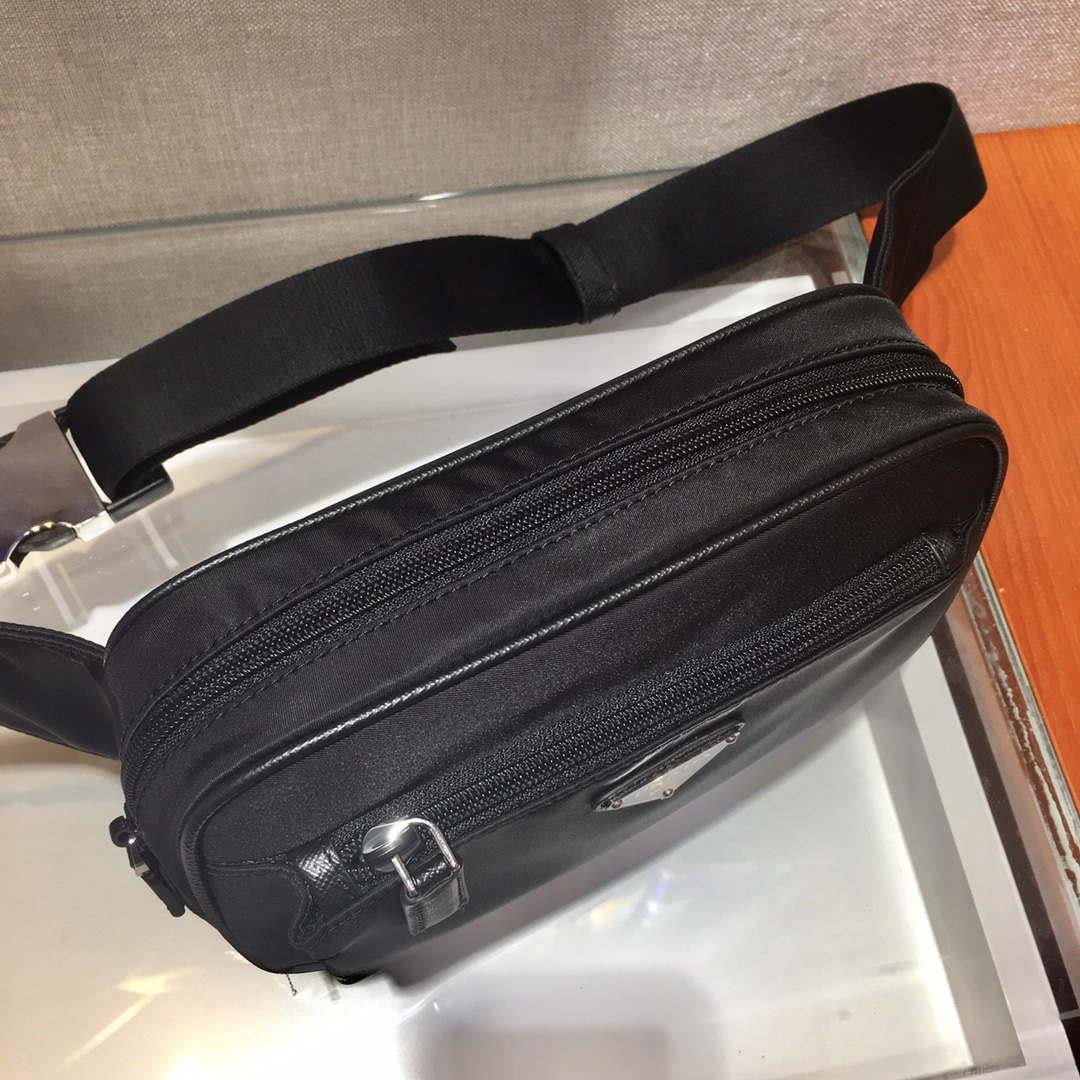 Prada 2VL977 Re-Nylon and Saffiano leather belt bag Black