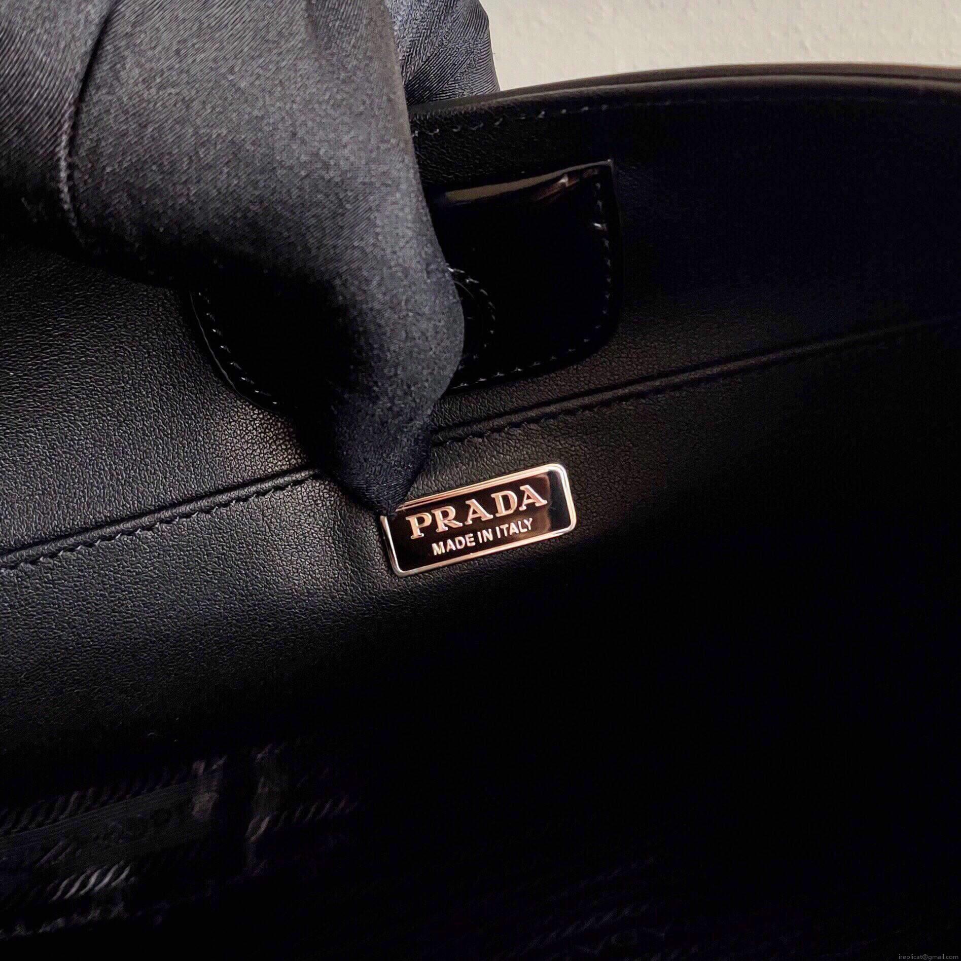 Prada 1BC156 Prada Cleo Brushed Leather Shoulder Bag Black