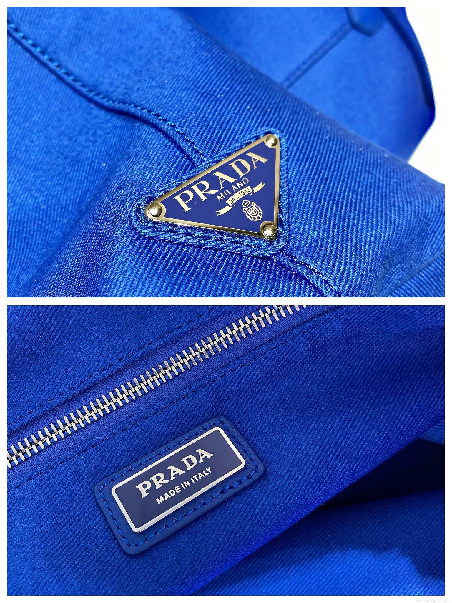 Prada 1BG395 Drill tote Shoulder bag Blue