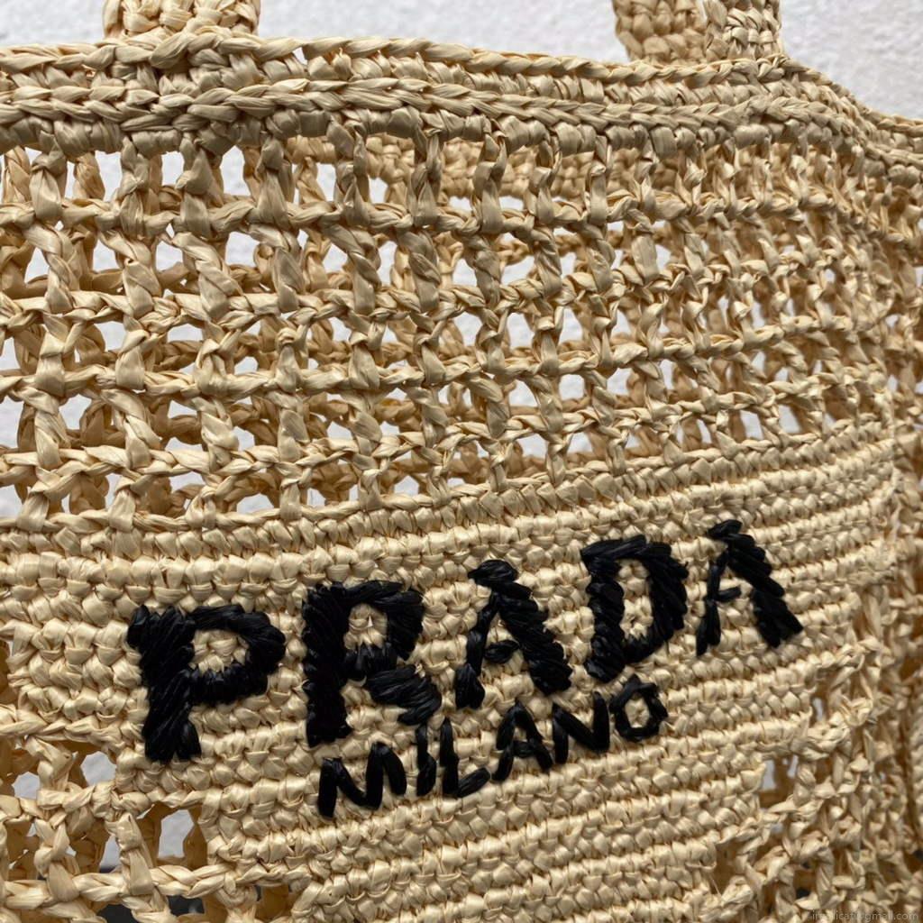 Prada 1BG393 Raffia tote bag Apricot