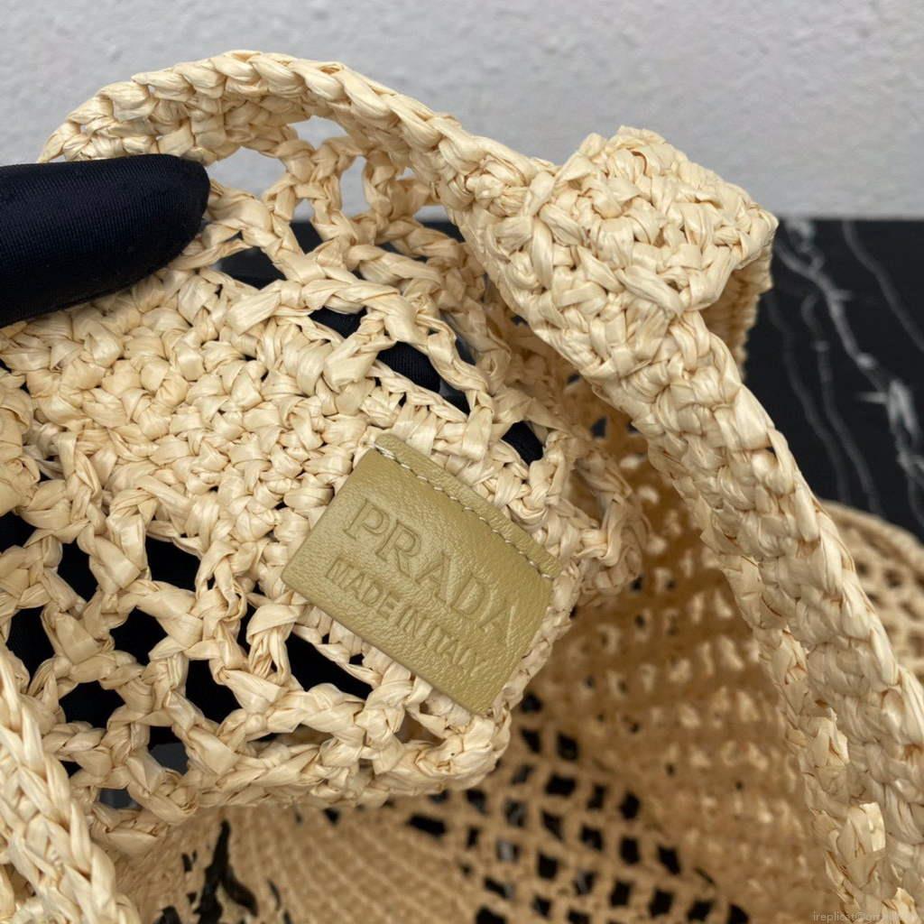 Prada 1BG393 Raffia tote bag Apricot