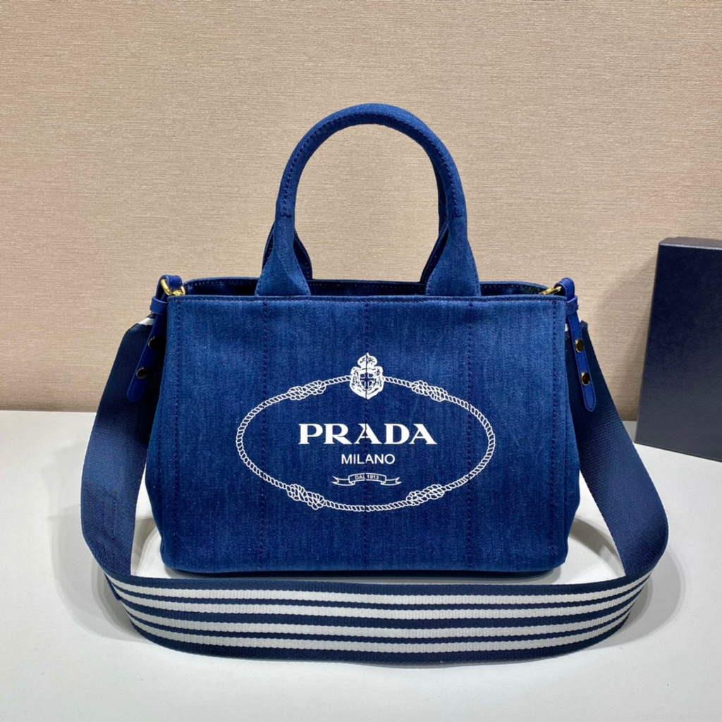 Prada 1BG439 Denim Tote bag Blue