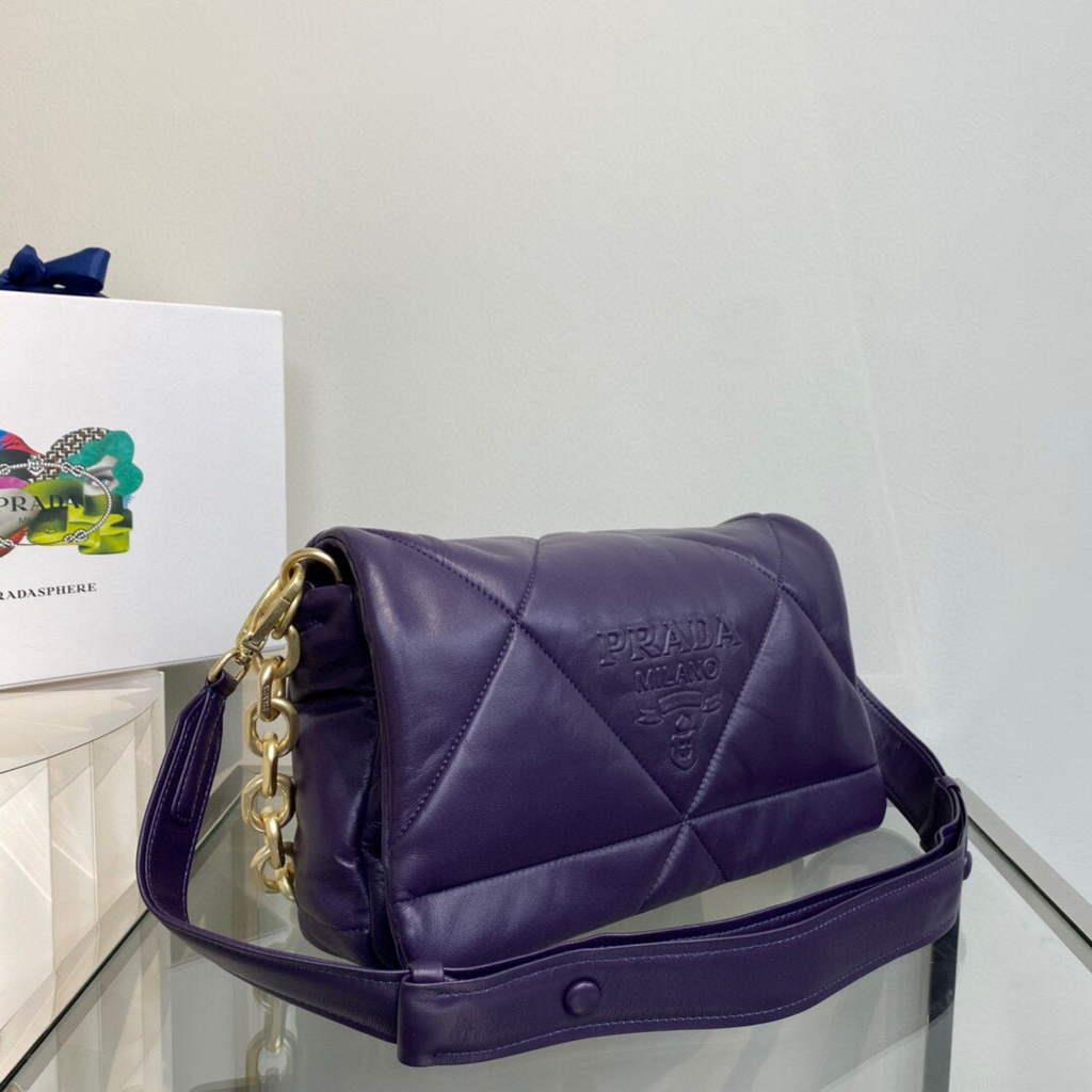 Prada Padded nappa leather shoulder bag 1BD306 Purple