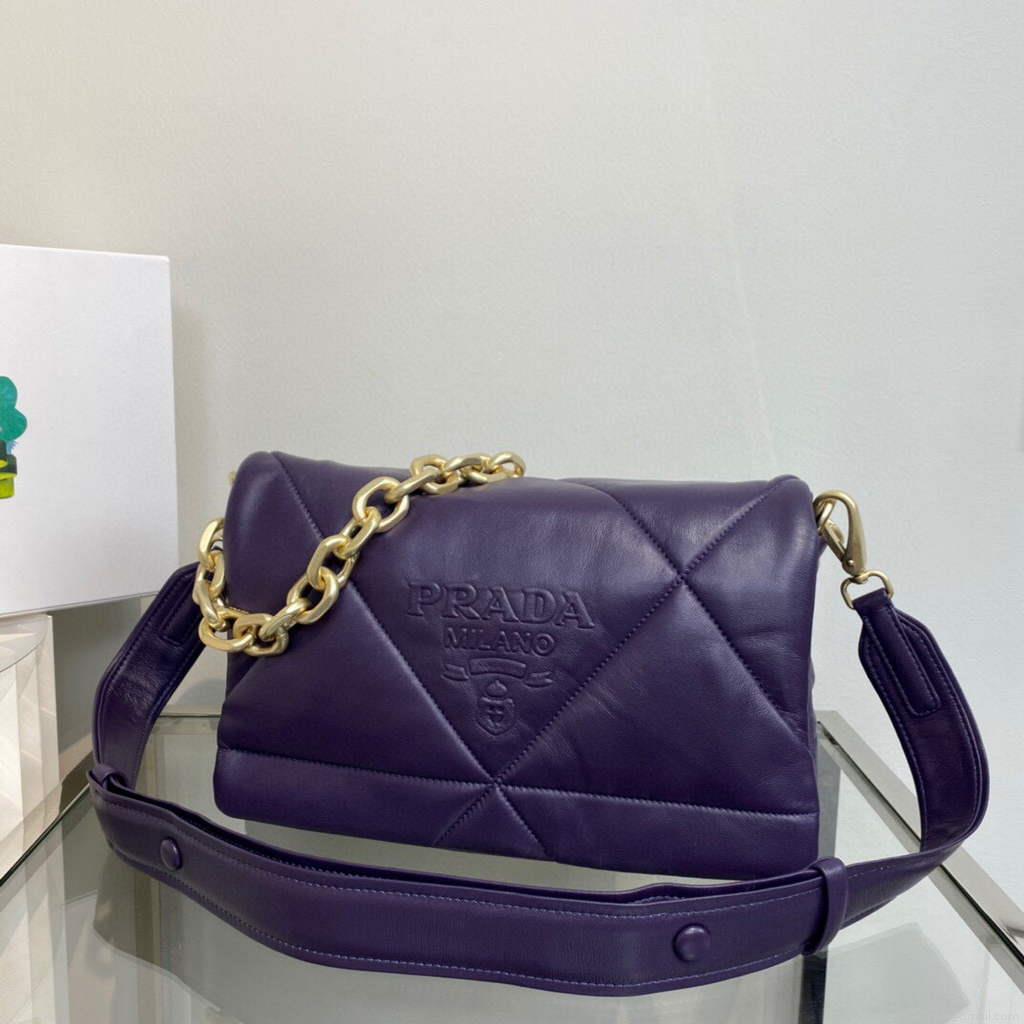Prada Padded nappa leather shoulder bag 1BD306 Purple