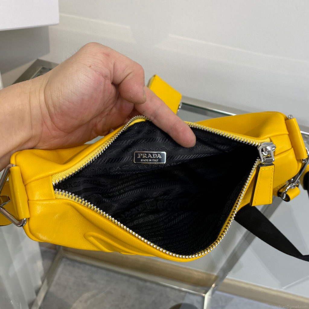 Prada Leather Prada Triangle shoulder bag 1BH190 Yellow