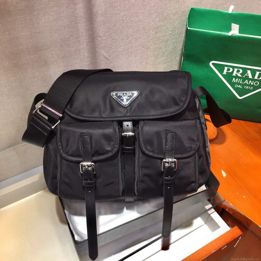 Prada Nylon Shoulder Bag 1BD225 Black