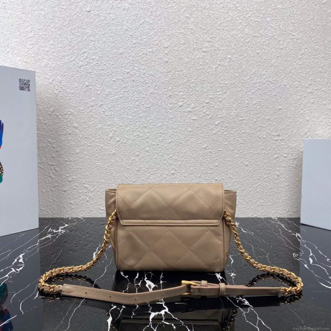 Prada Nylon Vintage Chain rhombus stray Bag 1BD619 Apricot