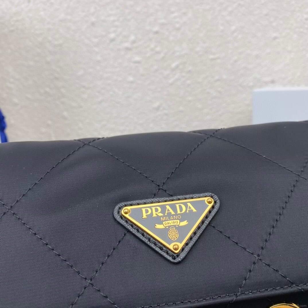Prada Nylon Vintage Chain Stray Bag 1BD620 Black