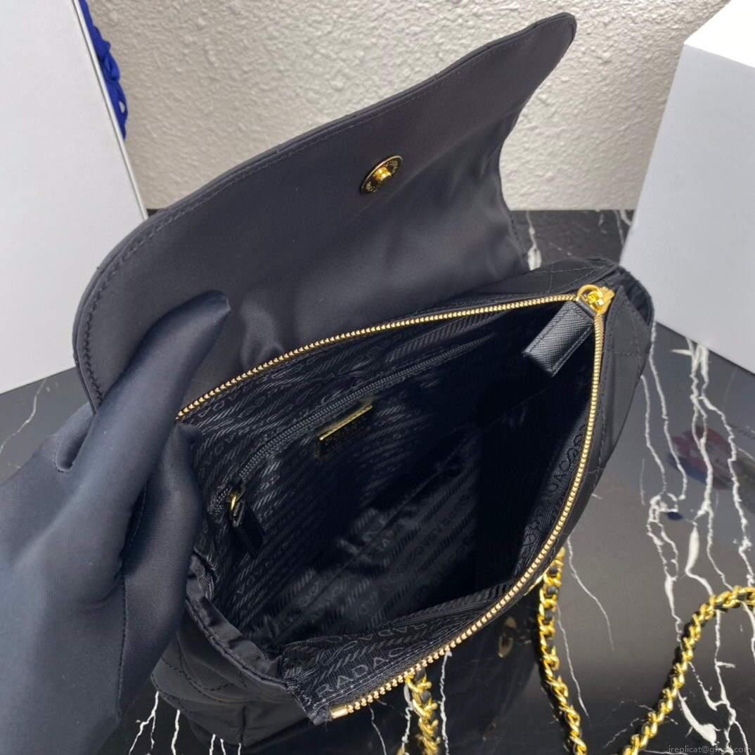 Prada Nylon Vintage Chain Stray Bag 1BD620 Black