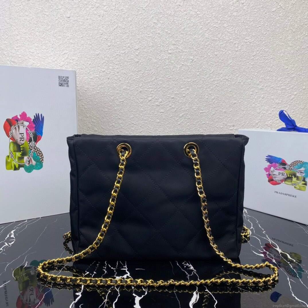 Prada Nylon Vintage Chain Stray Bag 1BD621 Black
