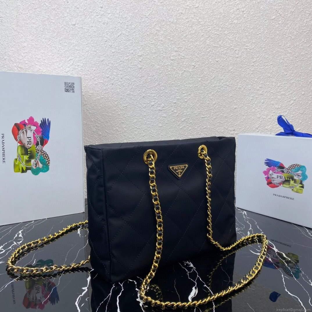 Prada Nylon Vintage Chain Stray Bag 1BD621 Black