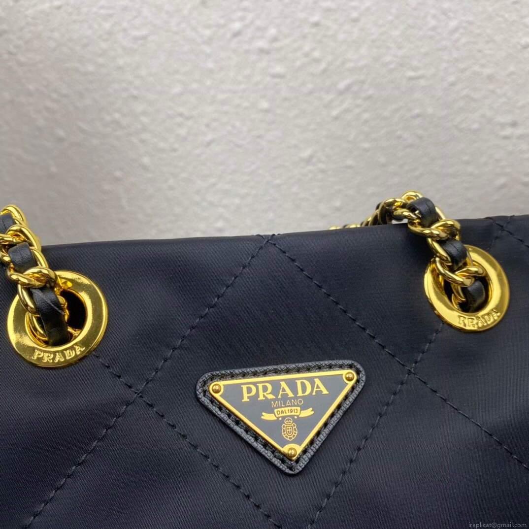 Prada Nylon Vintage Chain Stray Bag 1BD621 Black