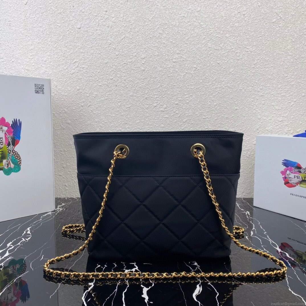 Prada Nylon Vintage Chain Stray Bag 1BD625 Black