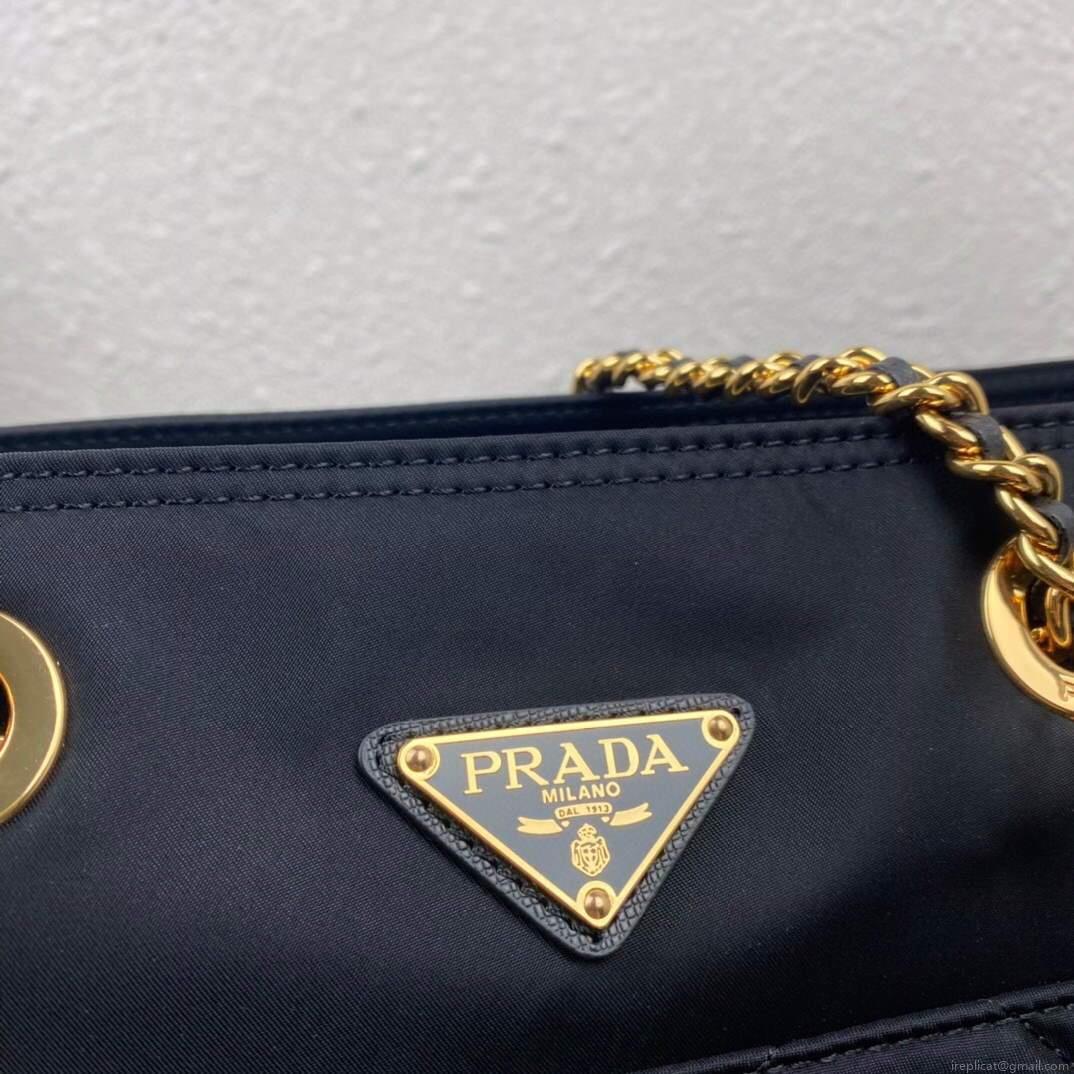 Prada Nylon Vintage Chain Stray Bag 1BD625 Black