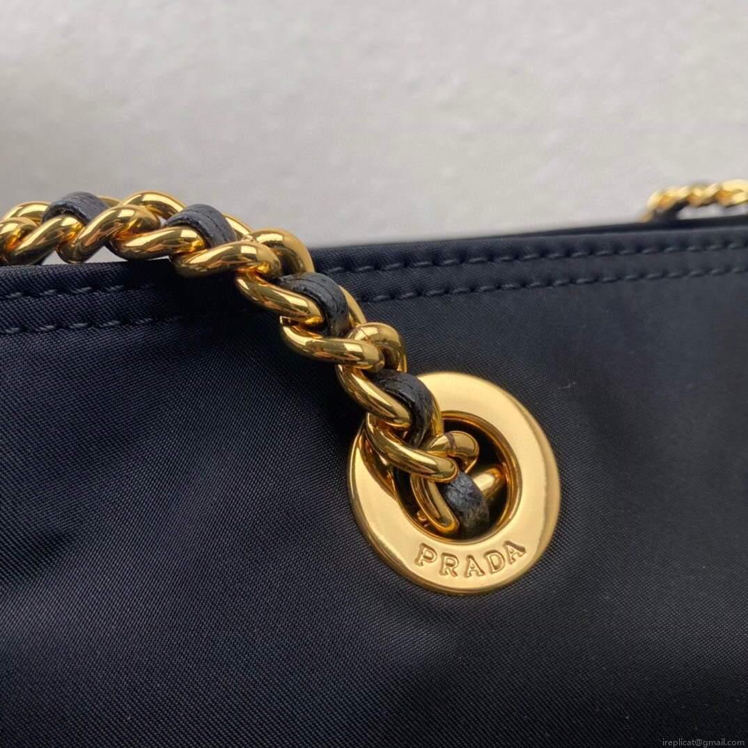 Prada Nylon Vintage Chain Stray Bag 1BD625 Black