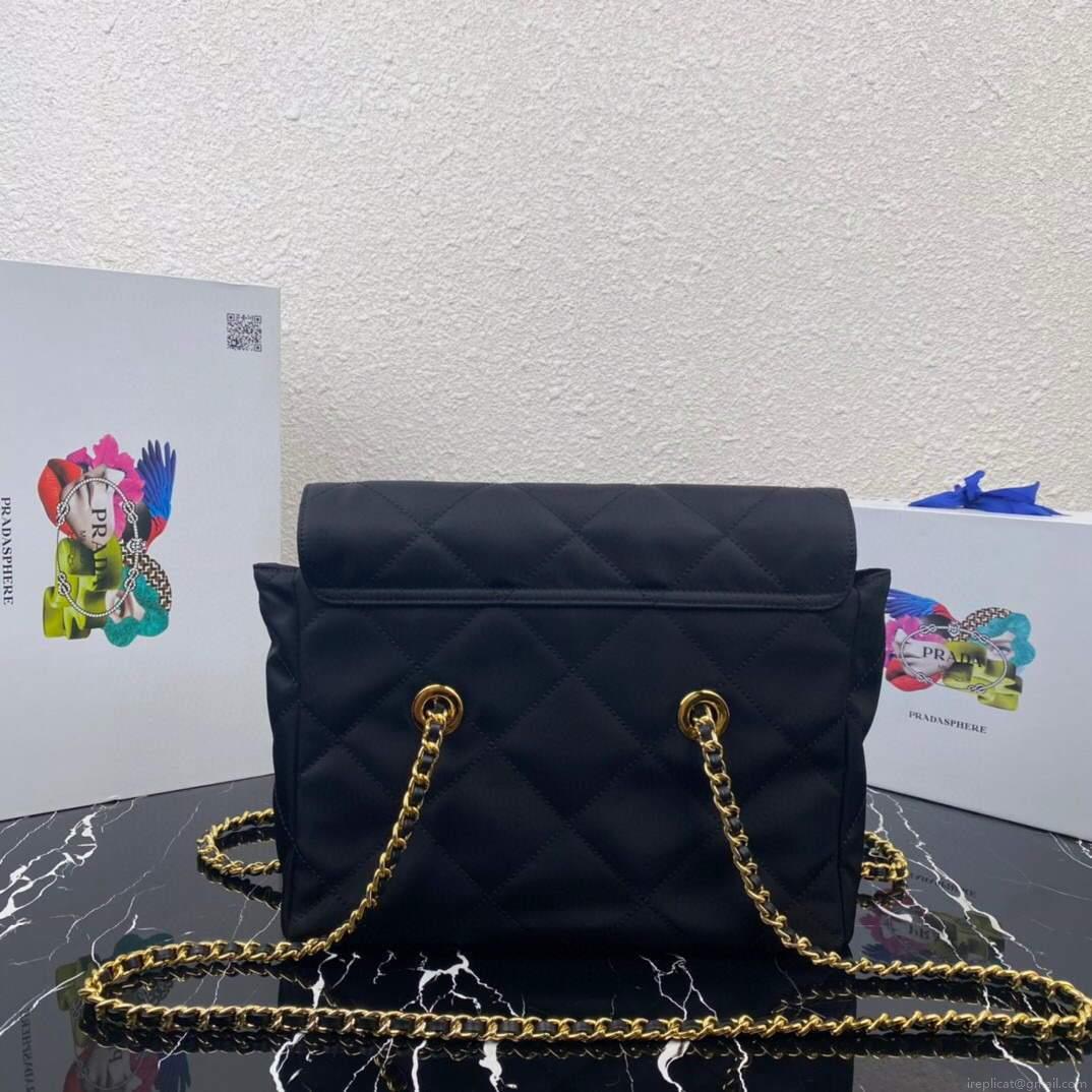 Prada Nylon Vintage Chain Stray Bag 1BD630 Black