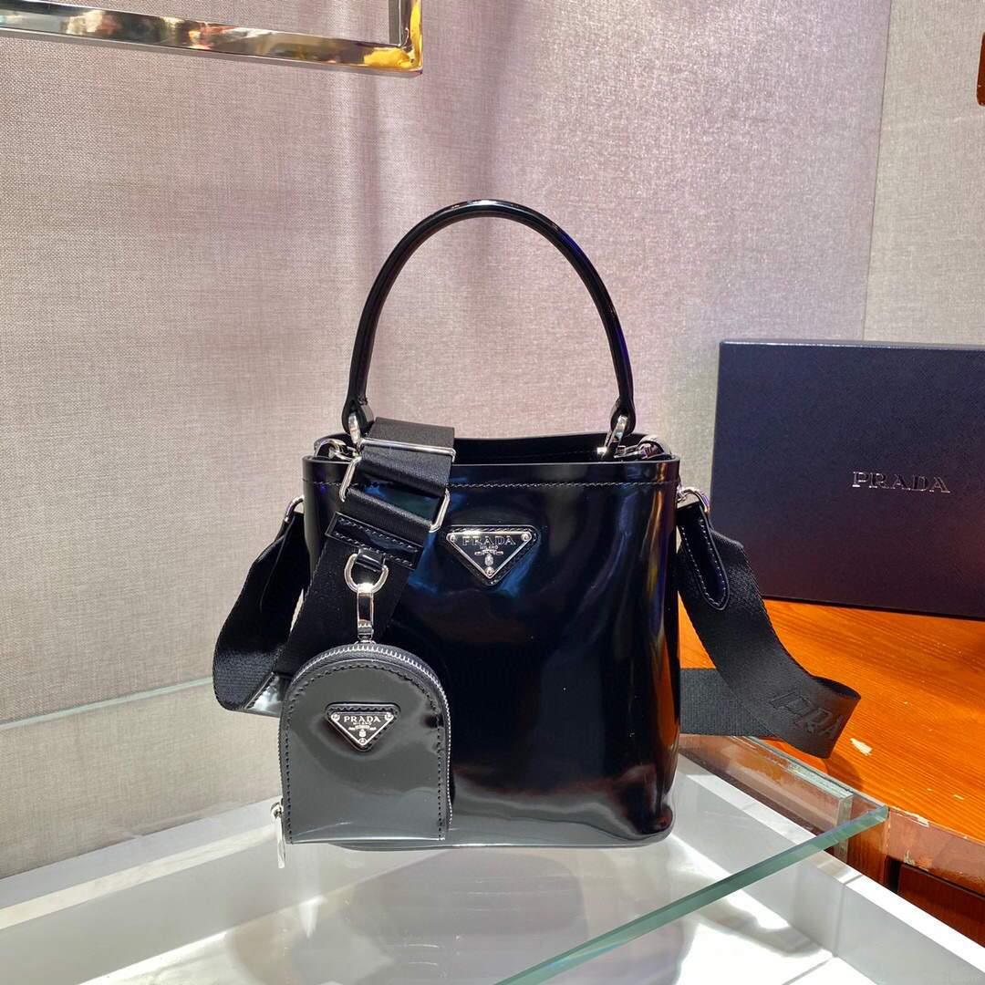 Prada Panier ostrich leather 1BA319 Bag Black