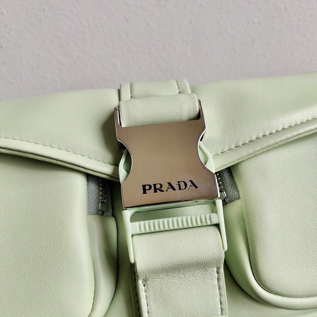Prada Pocket Nylon and Brushed Leather Bag 1BD295 Green