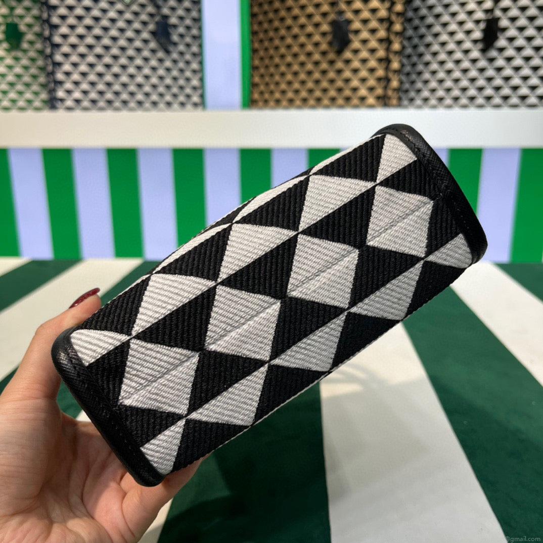 Prada 1BA355 Symbole Jacquard Fabric Micro Bag Black White