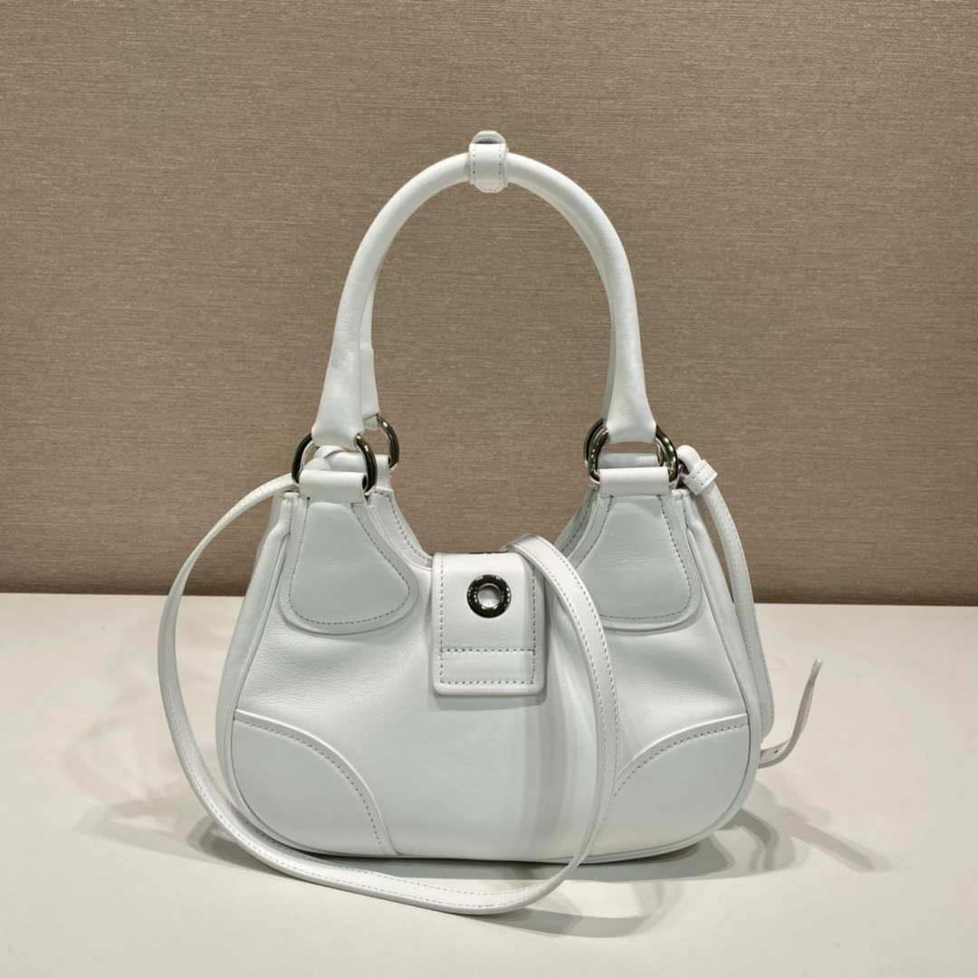 Prada 1BA368 Moon padded nappa-leather bag White