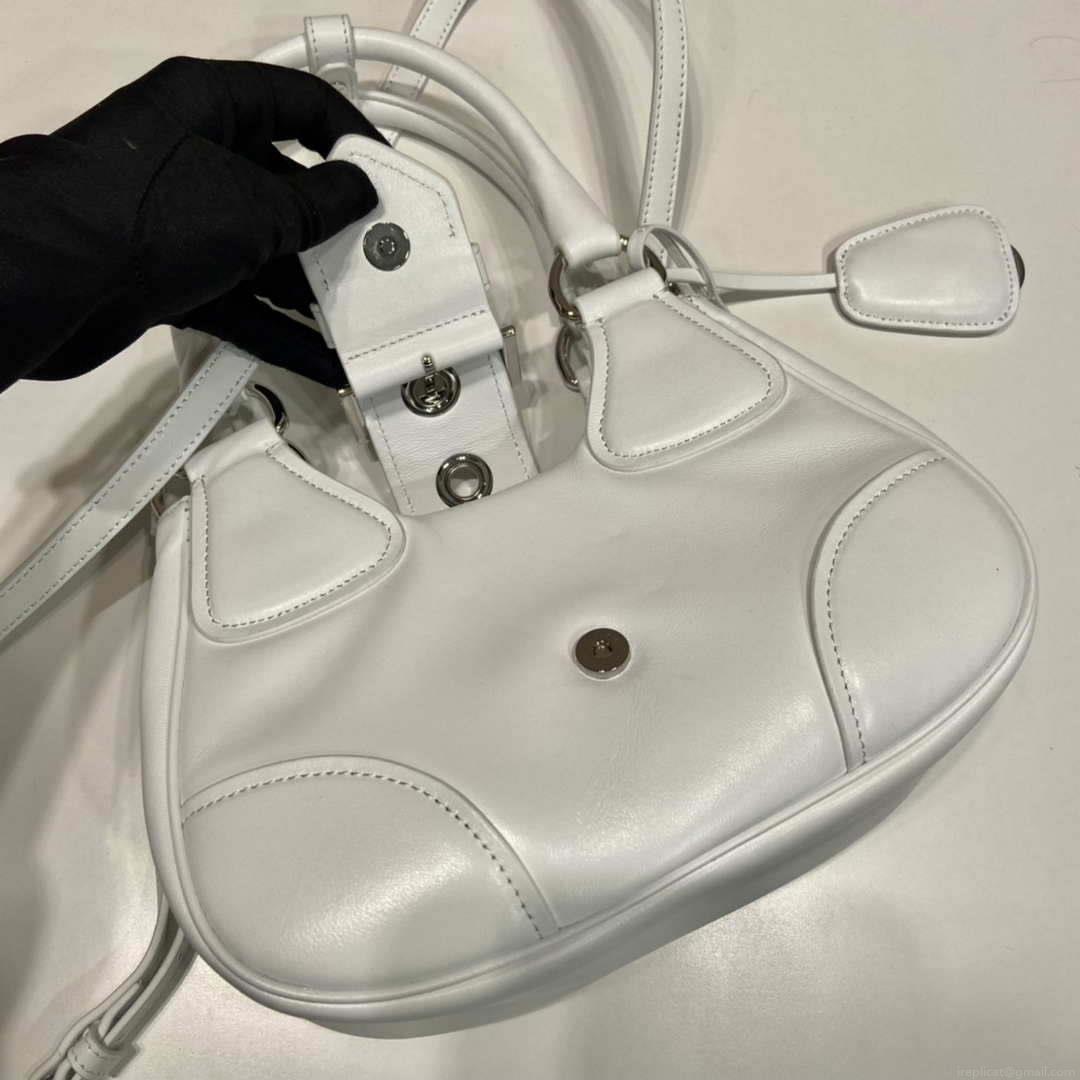 Prada 1BA368 Moon padded nappa-leather bag White