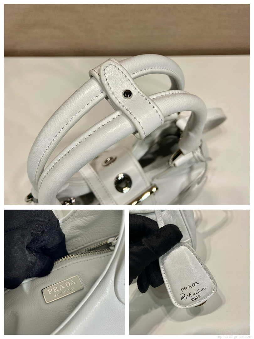 Prada 1BA368 Moon padded nappa-leather bag White