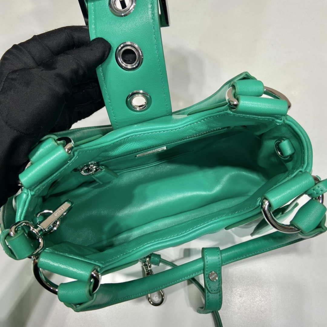 Prada 1BA368 Moon padded nappa-leather bag Green