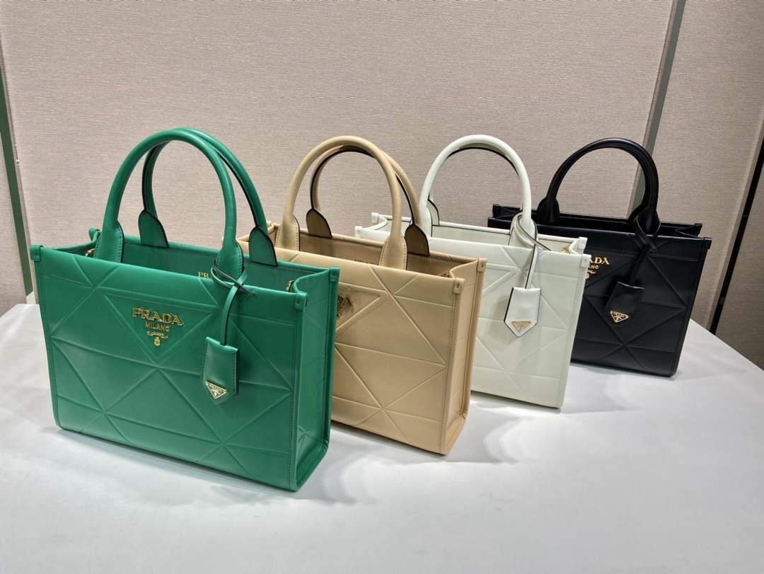 Prada 1BA379 Small leather Prada Symbole bag with topstitching Black