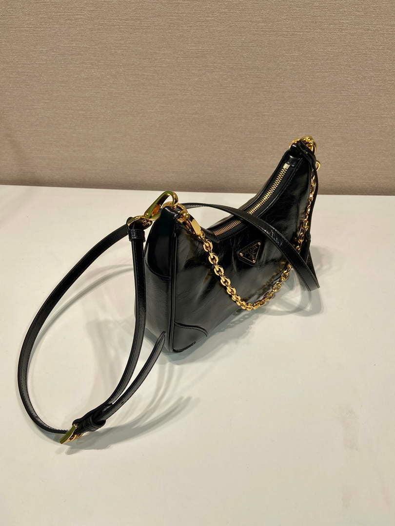 Prada 1BC204 Saffiano Bright Leather Mini-Bag Black