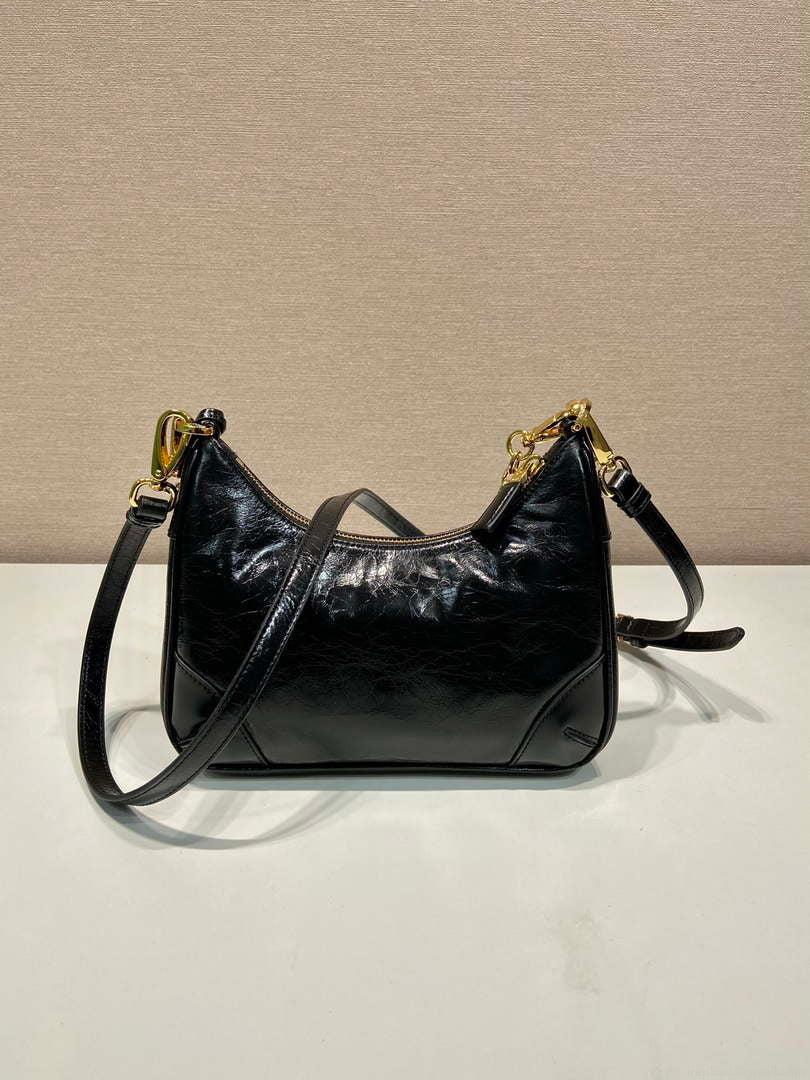 Prada 1BC204 Saffiano Bright Leather Mini-Bag Black