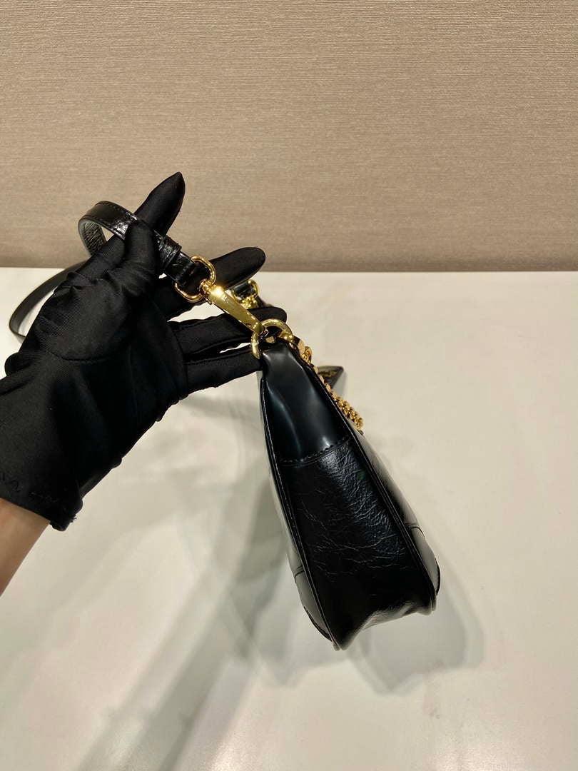 Prada 1BC204 Saffiano Bright Leather Mini-Bag Black