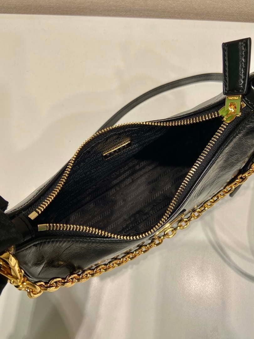Prada 1BC204 Saffiano Bright Leather Mini-Bag Black