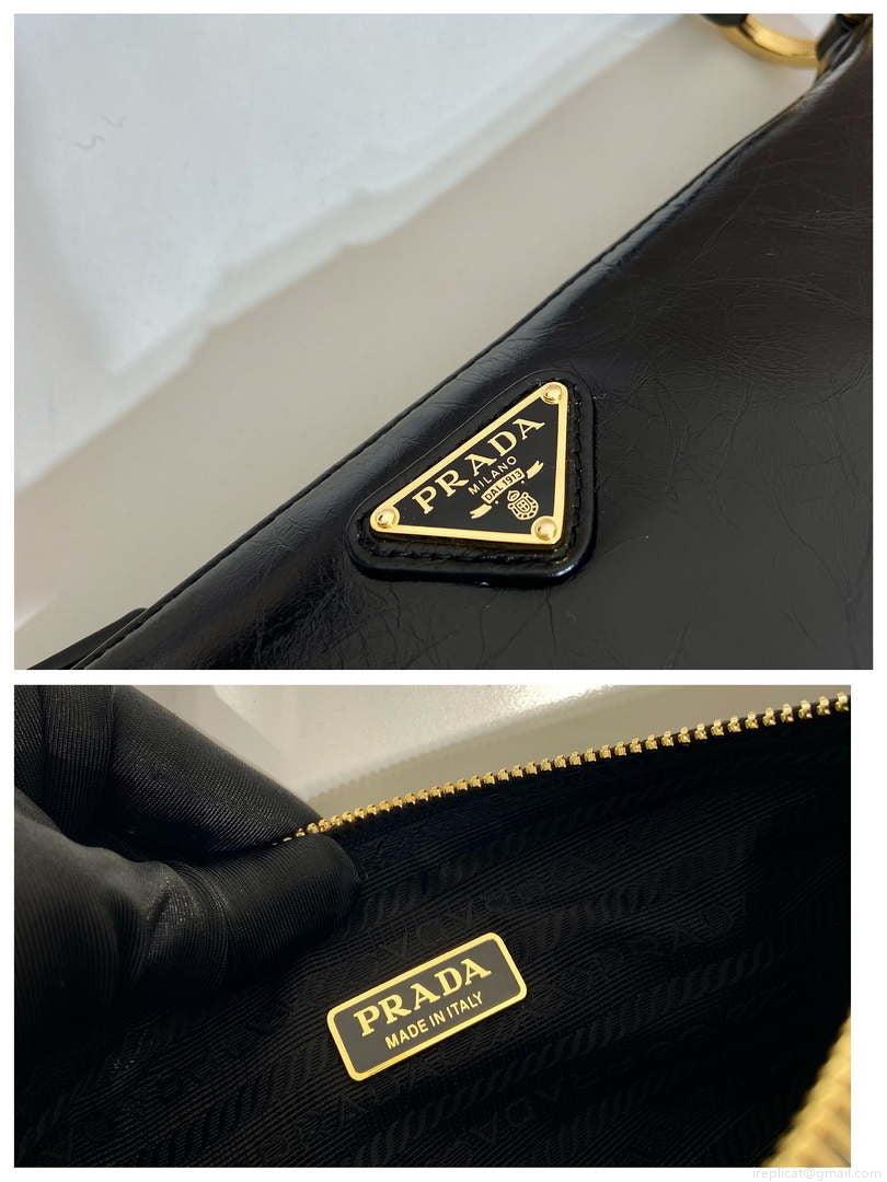 Prada 1BC201 Re-Edition 2002 small leather shoulder bag Black