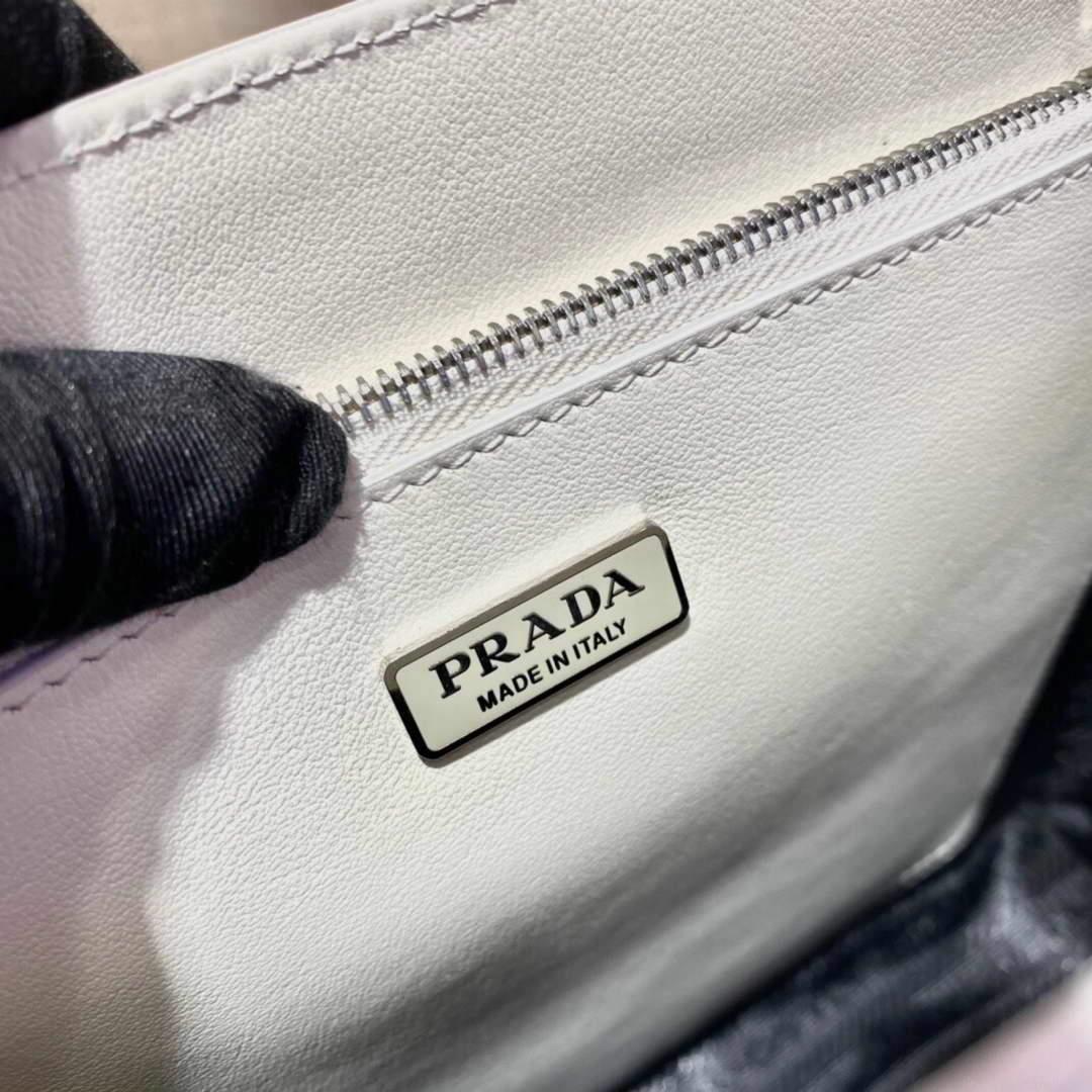 Prada 1BA330 Brushed Leather Tote Bag White