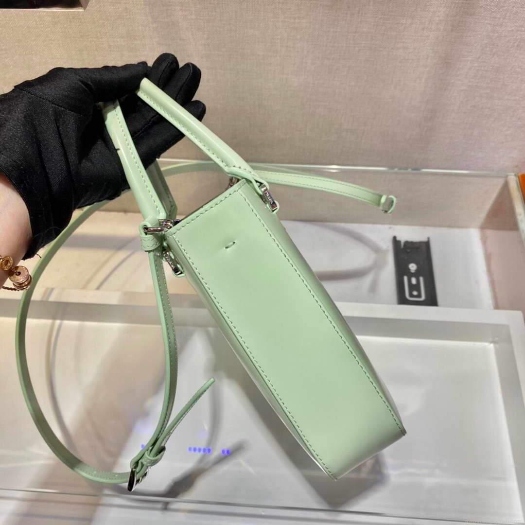 Prada 1BA331 Small Brushed Leather Tote Light Green
